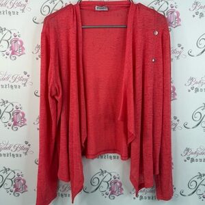 Initiatives cardigan red pink coral buttons silver Vibrant Women's Red Cardigan